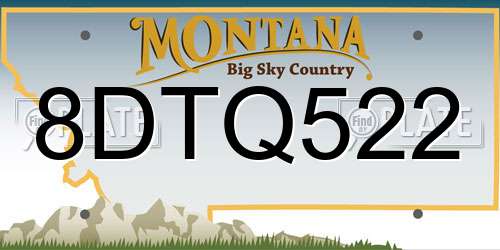 8DTQ522 Montana License Plate