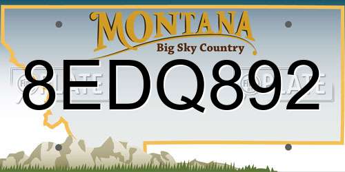 8EDQ892 Montana License Plate
