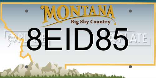 8EID85 Montana License Plate