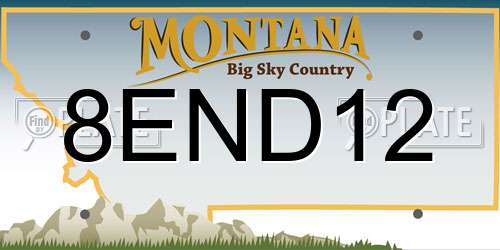8END12 Montana License Plate