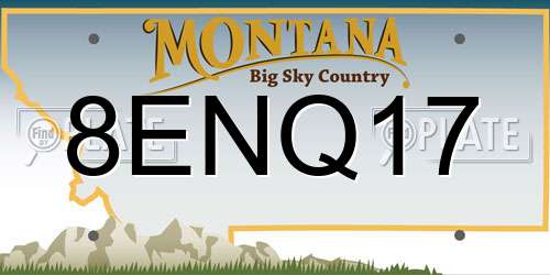 8ENQ17 Montana License Plate