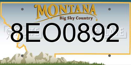 8EO0892 Montana License Plate