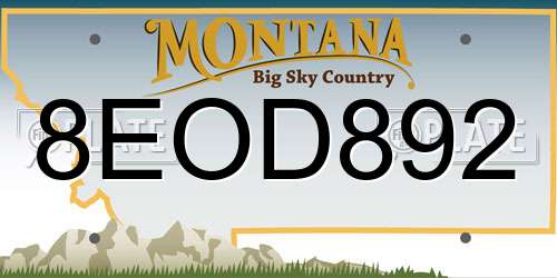 8EOD892 Montana License Plate