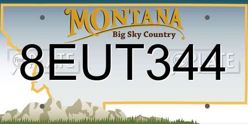 8EUT344 Montana License Plate