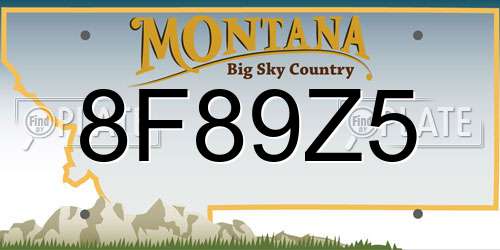 8F89Z5 Montana License Plate
