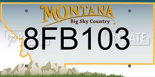8FB103 Montana License Plate