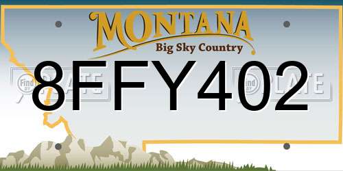 8FFY402 Montana License Plate