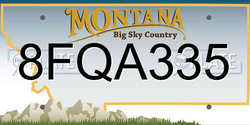 8FQA335 Montana License Plate