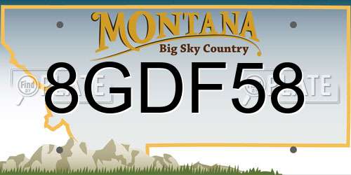 8GDF58 Montana License Plate