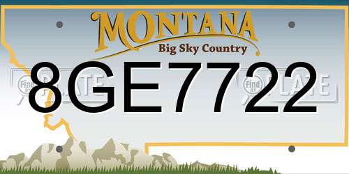 8GE7722 Montana License Plate