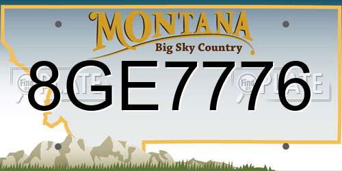 8GE7776 Montana License Plate