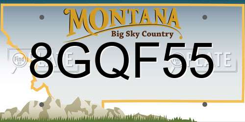 8GQF55 Montana License Plate
