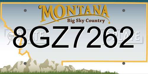 8GZ7262 Montana License Plate