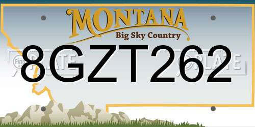 8GZT262 Montana License Plate