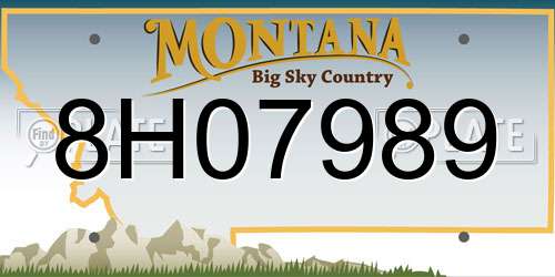 8H07989 Montana License Plate