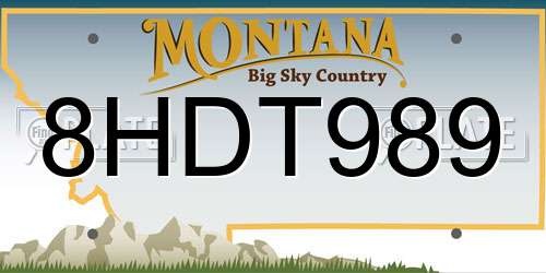 8HDT989 Montana License Plate