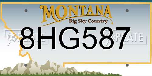 8HG587 Montana License Plate