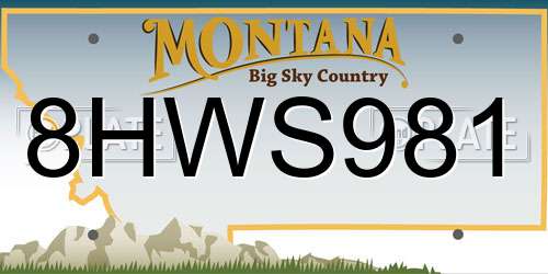 8HWS981 Montana License Plate