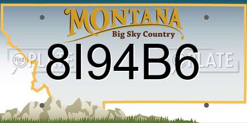 8I94B6 Montana License Plate