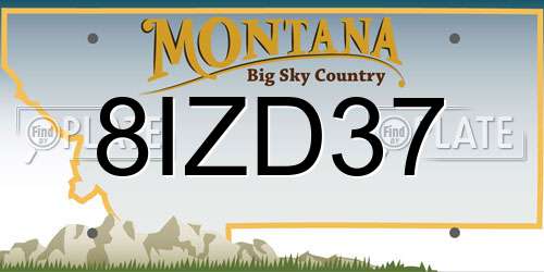 8IZD37 Montana License Plate