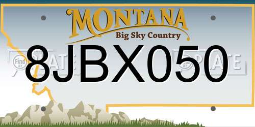 8JBX050 Montana License Plate