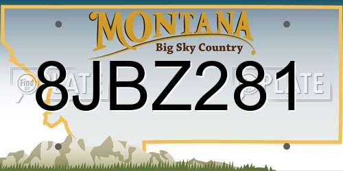 8JBZ281 Montana License Plate