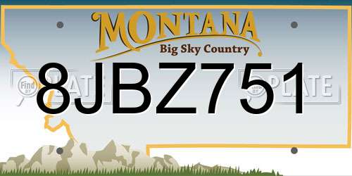 8JBZ751 Montana License Plate