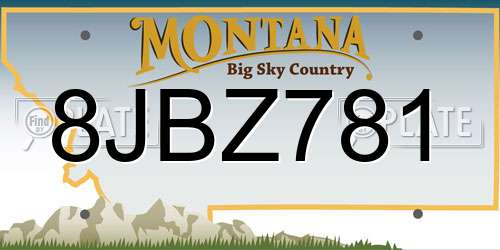 8JBZ781 Montana License Plate
