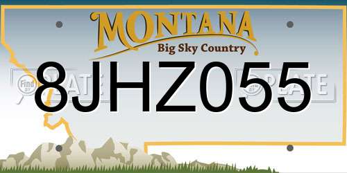 8JHZ055 Montana License Plate
