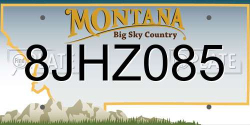 8JHZ085 Montana License Plate