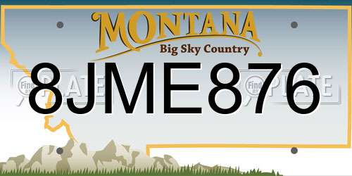 8JME876 Montana License Plate