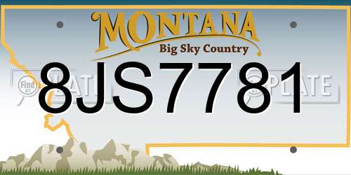 8JS7781 Montana License Plate