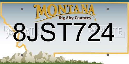 8JST724 Montana License Plate