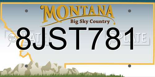 8JST781 Montana License Plate