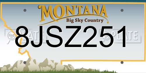 8JSZ251 Montana License Plate