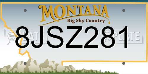 8JSZ281 Montana License Plate
