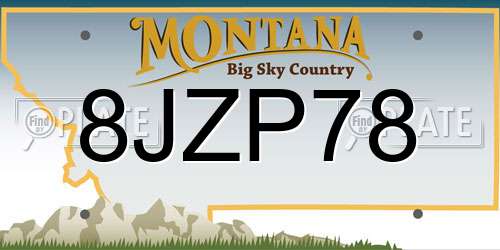 8JZP78 Montana License Plate