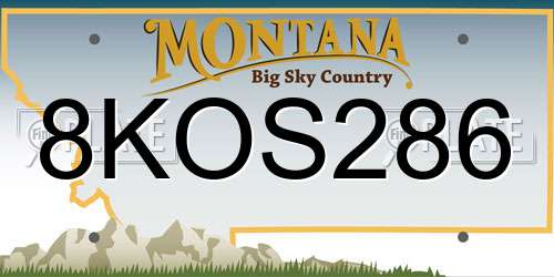 8KOS286 Montana License Plate