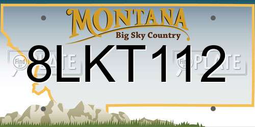 8LKT112 Montana License Plate