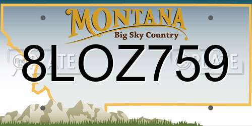 8LOZ759 Montana License Plate