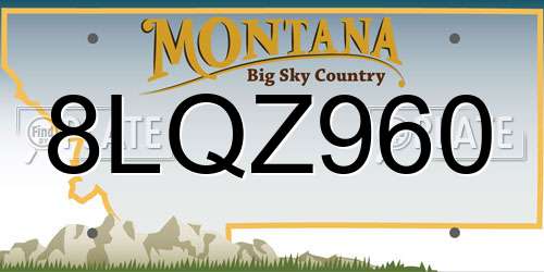 8LQZ960 Montana License Plate