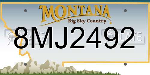 8MJ2492 Montana License Plate