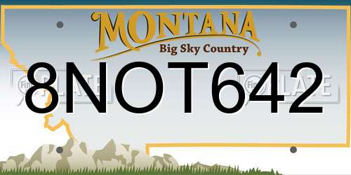 8NOT642 Montana License Plate