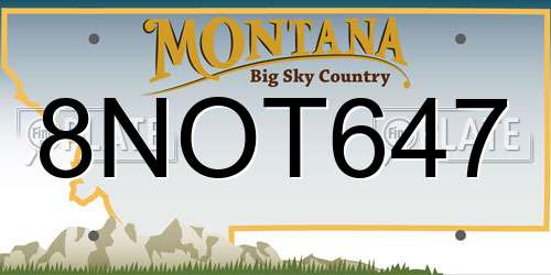 8NOT647 Montana License Plate