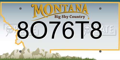 8O76T8 Montana License Plate