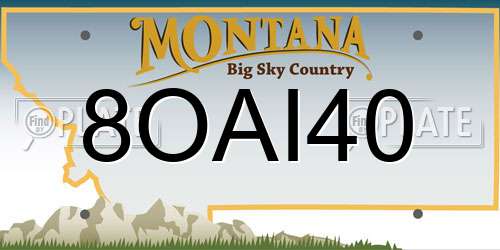 8OAI40 Montana License Plate