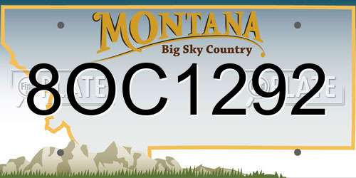 8OC1292 Montana License Plate