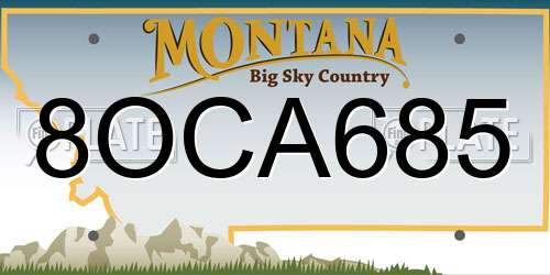 8OCA685 Montana License Plate