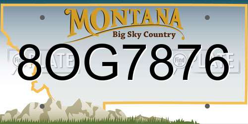 8OG7876 Montana License Plate