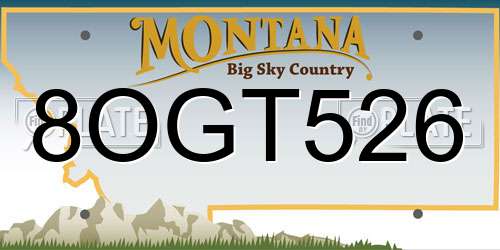 8OGT526 Montana License Plate